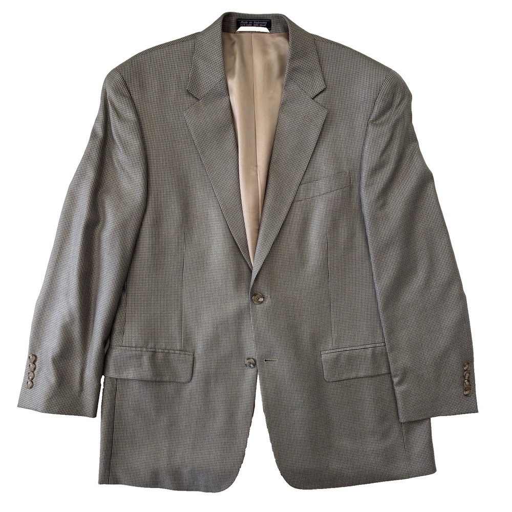 mens gray micro houndstooth Haspel silk wool blazer jacket sport suit coat 40 S